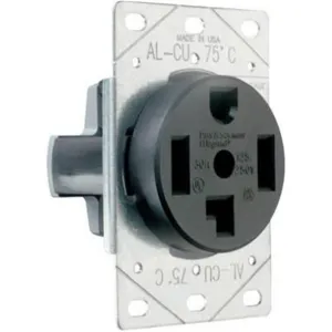 30A 125V/250V Grounding Surface-Mount Dryer Outlet. Black