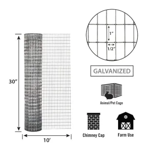 30in x 10ft Galvanzed Welded Wire Fence with 1/2in x 1in Openings