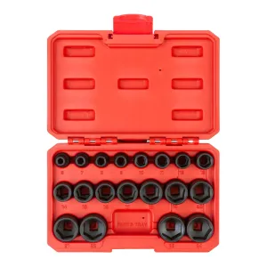 3/8 Inch Drive 6-Point Impact Socket Set. 19-Piece (6-24 mm) - Case