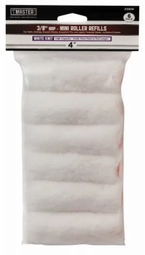 4 in. x 3/8 in. Mini Paint Roller Covers - White Knit - 6 PACK