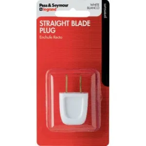 6A 125V Straight Blade Plug. White