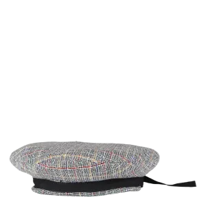Beret Black/multi Check Bouclé